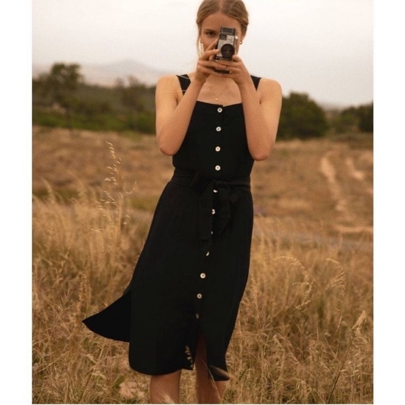 Rails Clement Button Front Midi Dress In Army Green with Tie Waist - Picture 2 of 12